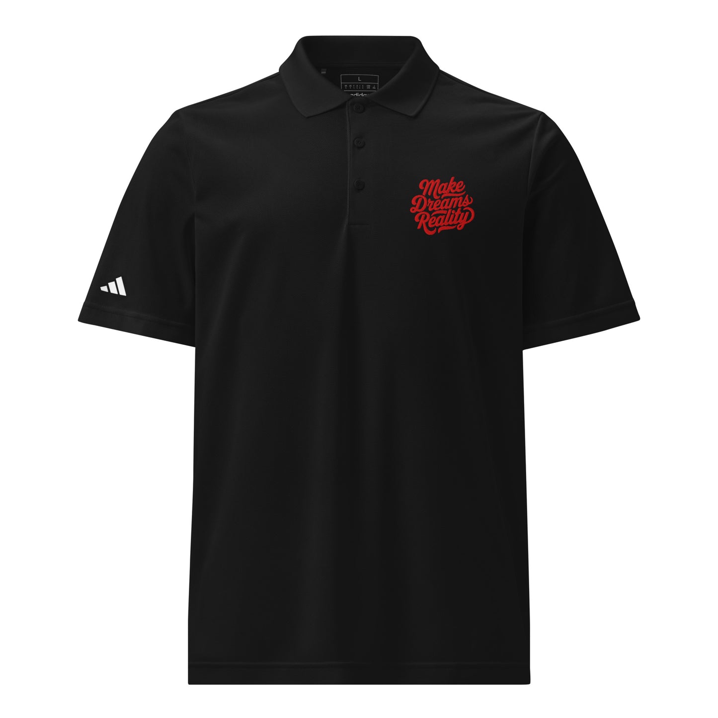 Stay cool and stylish with this adidas sport polo: 100% recycled polyester, moisture-wicking, relaxed fit. Perfect for active or casual wear.
