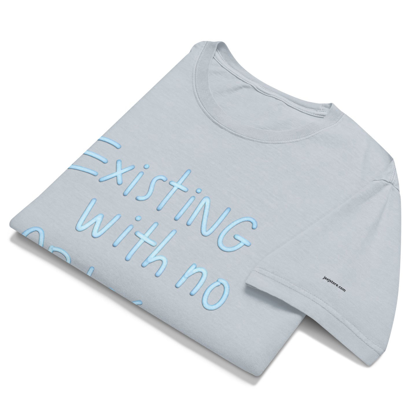 This vintage wash oversized tee, made from 100% cotton, features "ExistING With no Apologies" for comfortable, authentic streetwear style.